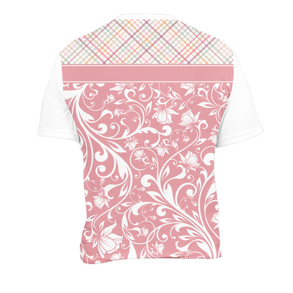 Modern Plaid & Floral Men's Crew Neck T Shirt Medium - Back