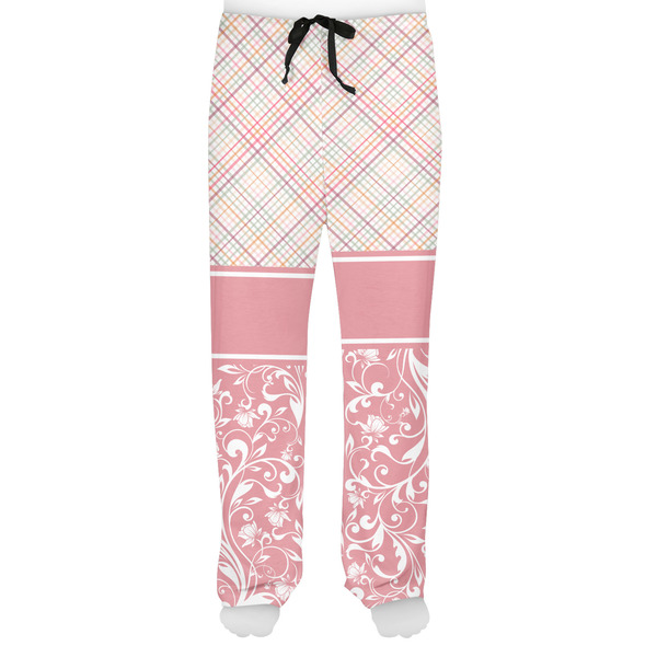 Modern Plaid & Floral Men's Pjs Front - on model