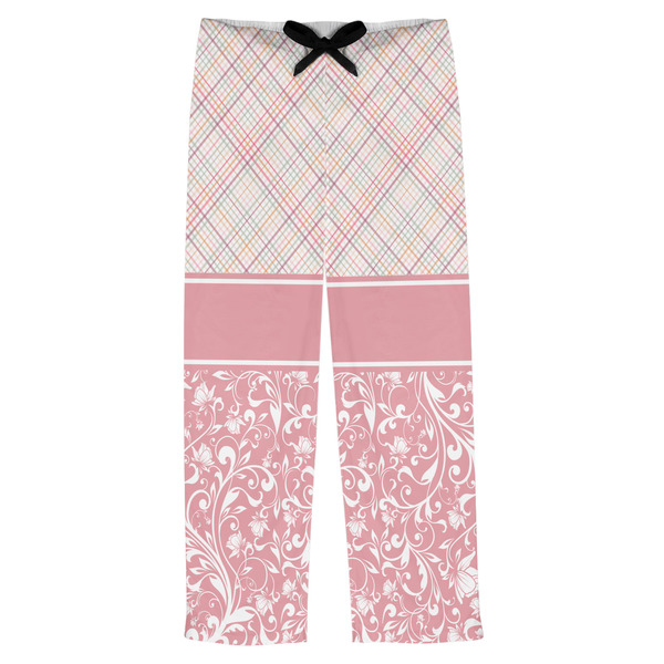 Custom Modern Plaid & Floral Mens Pajama Pants - S