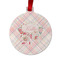 Modern Plaid & Floral Metal Ball Ornament - Front