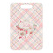 Modern Plaid & Floral Metal Luggage Tag - Front Without Strap