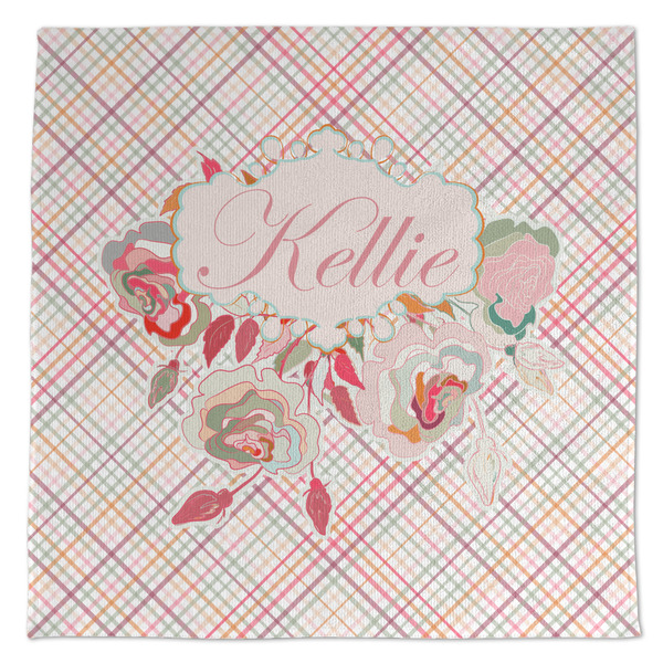 Custom Modern Plaid & Floral Microfiber Dish Towel (Personalized)