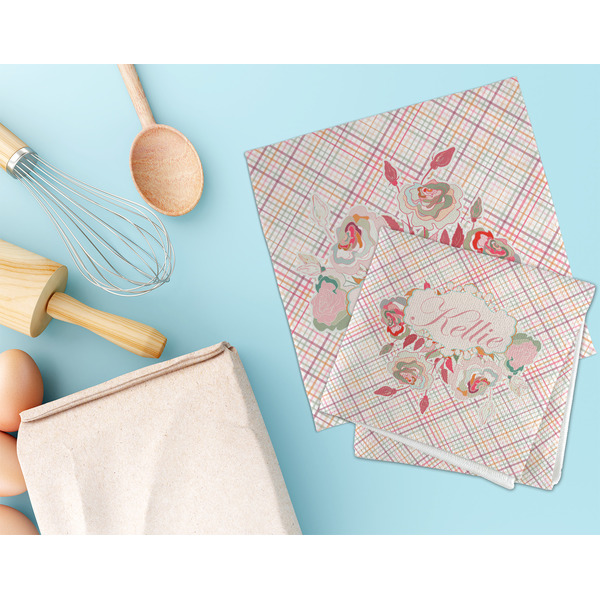 Modern Plaid & Floral Microfiber Dish Rag - LIFESTYLE