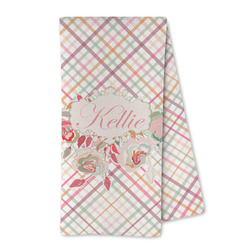 Modern Plaid & Floral Kitchen Towel - Microfiber (Personalized)