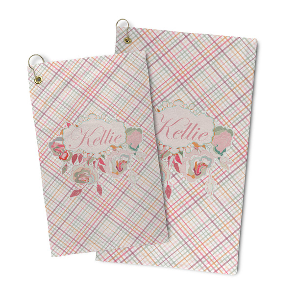 Modern Plaid & Floral Microfiber Golf Towel - PARENT/MAIN