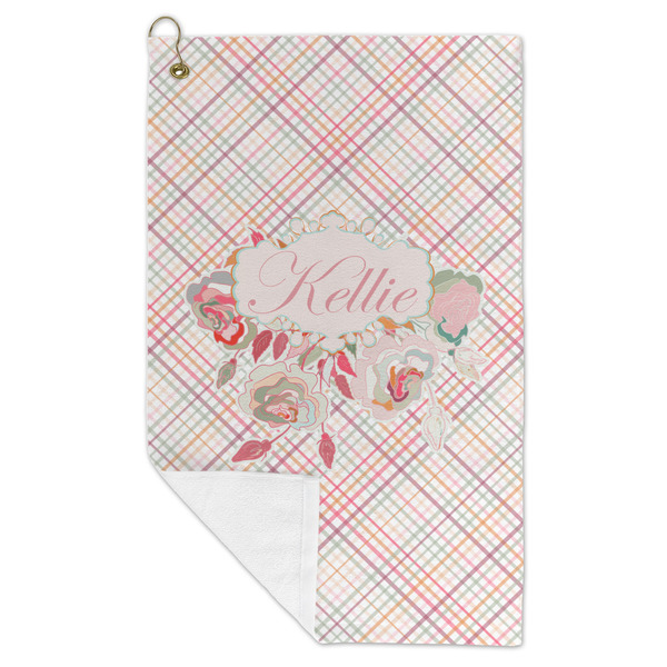 Modern Plaid & Floral Microfiber Golf Towels - FOLD