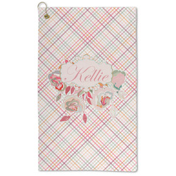 Modern Plaid & Floral Microfiber Golf Towel (Personalized)