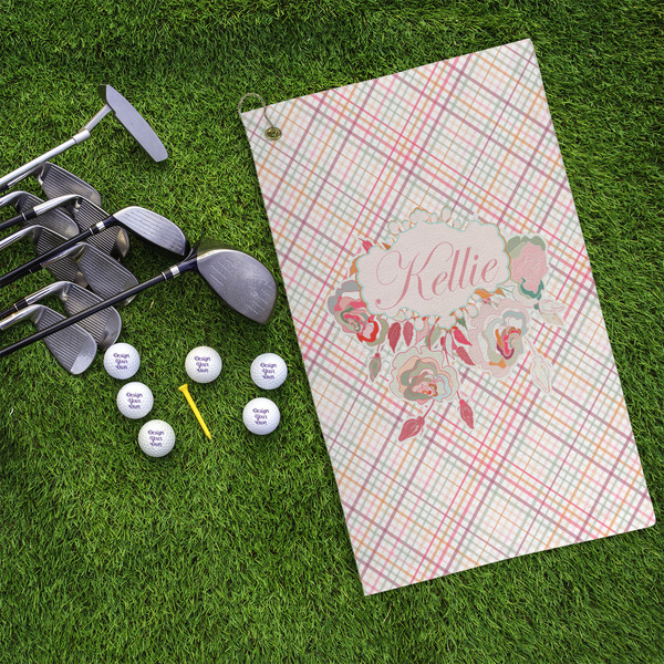 Modern Plaid & Floral Microfiber Golf Towels - LIFESTYLE