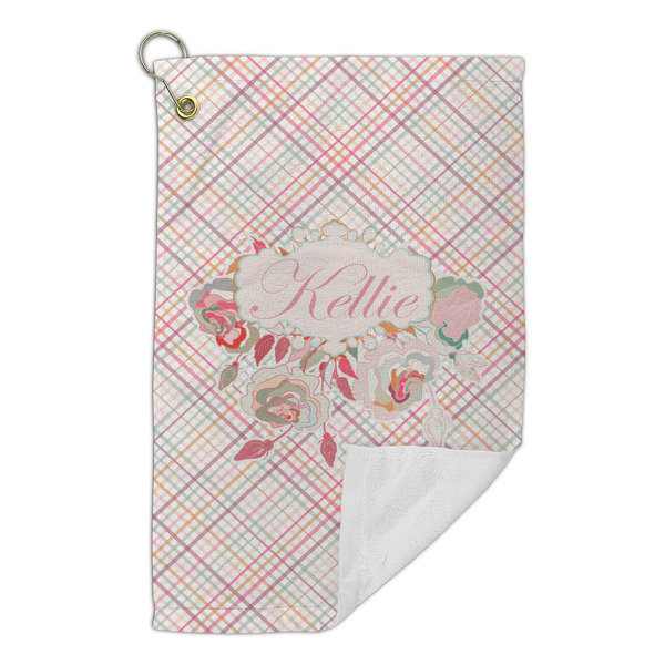 Modern Plaid & Floral Microfiber Golf Towels Small - FRONT FOLDED