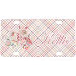 Modern Plaid & Floral Mini/Bicycle License Plate (Personalized)