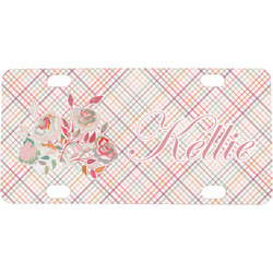 Modern Plaid & Floral Mini/Bicycle License Plate (Personalized)