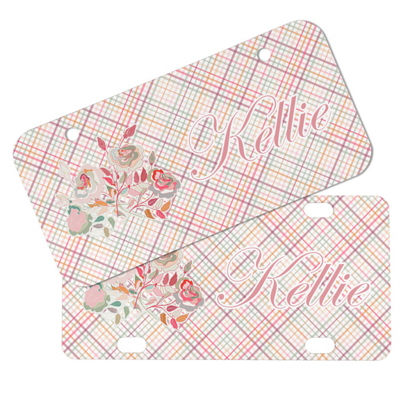 Modern Plaid & Floral Mini License Plates - MAIN (4 and 2 Holes)