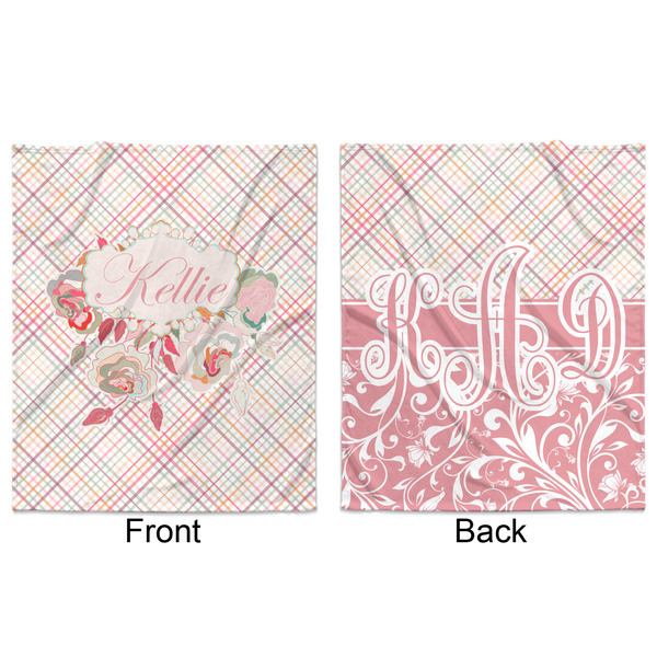 Modern Plaid & Floral Minky Blanket - 50"x60" - Double Sided - Front & Back