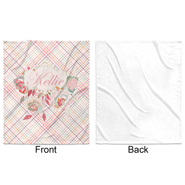 Modern Plaid & Floral Minky Blanket - 50"x60" - Single Sided - Front & Back