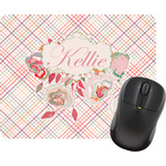 Modern Plaid & Floral Rectangular Mouse Pad (Personalized)
