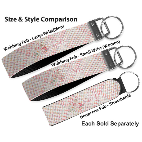 Modern Plaid & Floral Multiple Key Ring comparison sizes