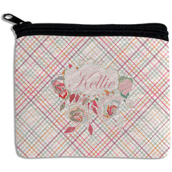 Modern Plaid & Floral Rectangular Coin Purse (Personalized)