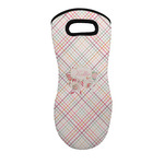 Modern Plaid & Floral Neoprene Oven Mitt - Single w/ Name or Text