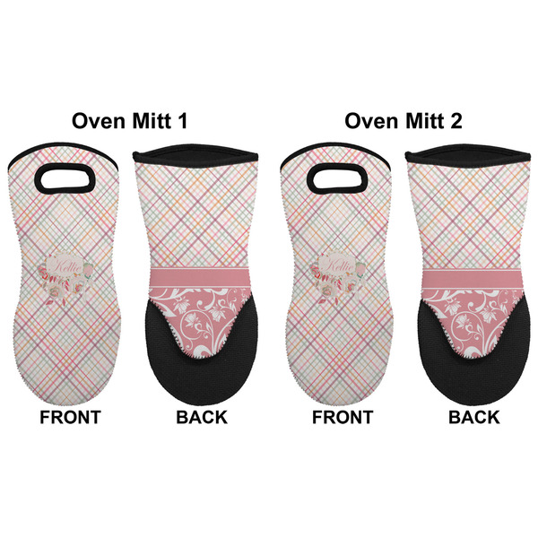 Modern Plaid & Floral Neoprene Oven Mitt - Set of 2 - Approval