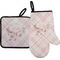 Modern Plaid & Floral Oven Mitt & Pot Holder Set w/ Name or Text