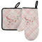 Modern Plaid & Floral Left Oven Mitt & Pot Holder Set w/ Name or Text