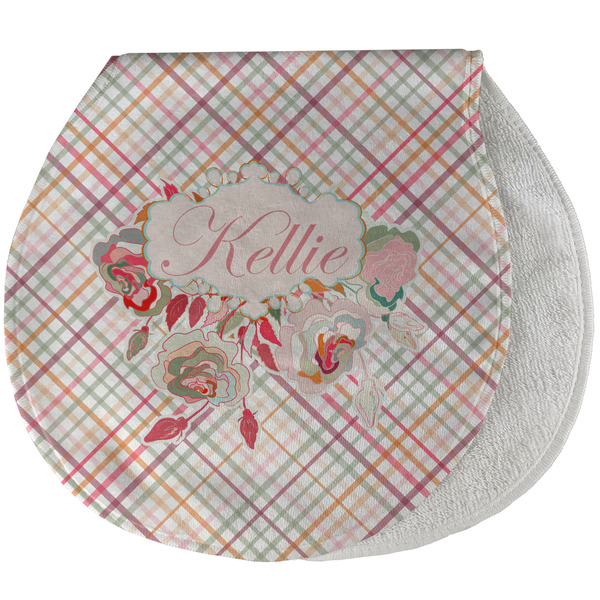 Modern Plaid & Floral New Baby Burp Folded