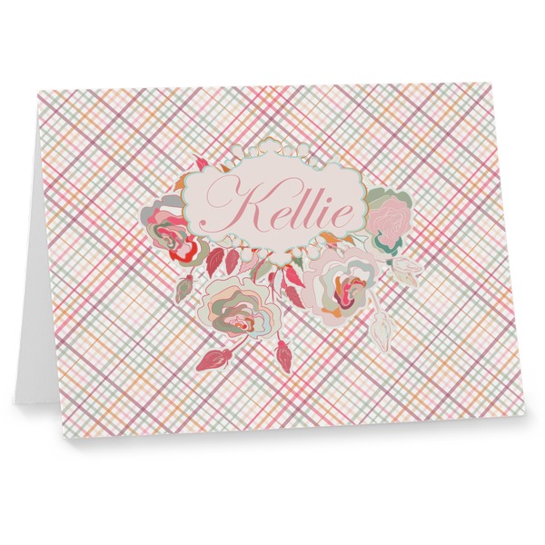 Custom Modern Plaid & Floral Note cards (Personalized)