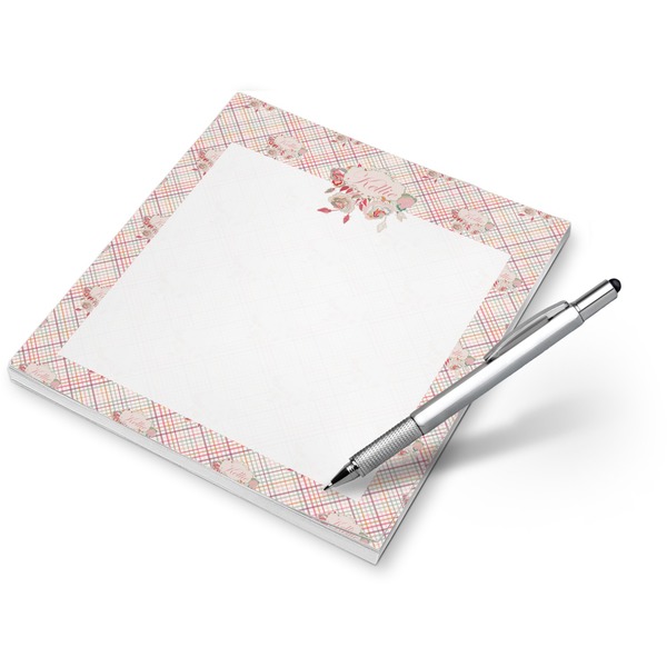 Custom Modern Plaid & Floral Notepad (Personalized)