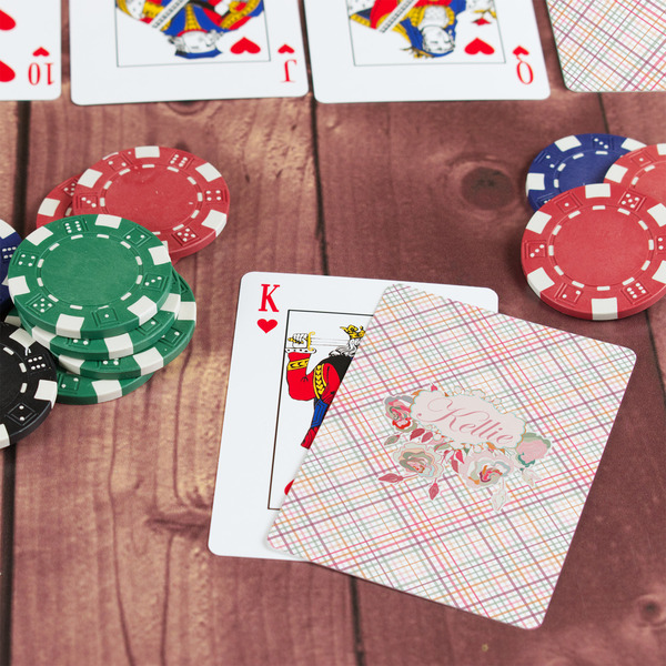 Modern Plaid & Floral On Table with Poker Chips