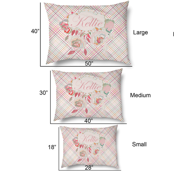 Modern Plaid & Floral Outdoor Dog Beds - SIZE CHART