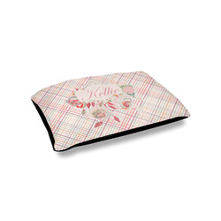Modern Plaid & Floral Outdoor Dog Bed - Small (Personalized)