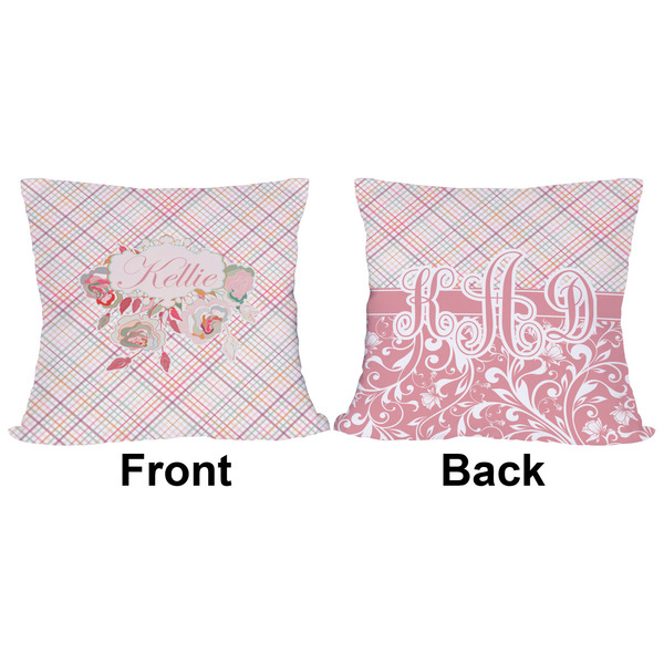 Modern Plaid & Floral Outdoor Pillow - 16x16