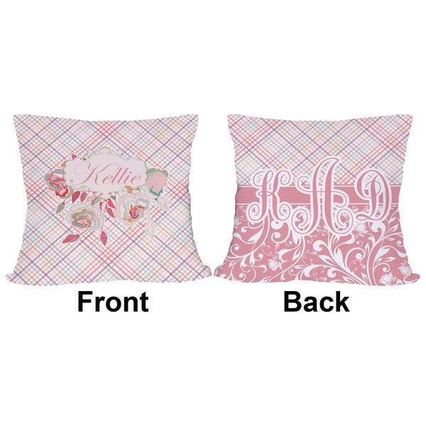 Modern Plaid & Floral Outdoor Pillow - 18x18