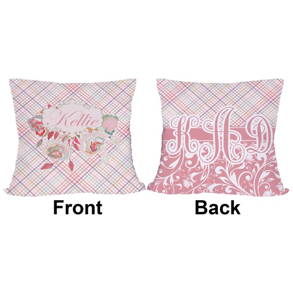 Modern Plaid & Floral Outdoor Pillow - 20x20