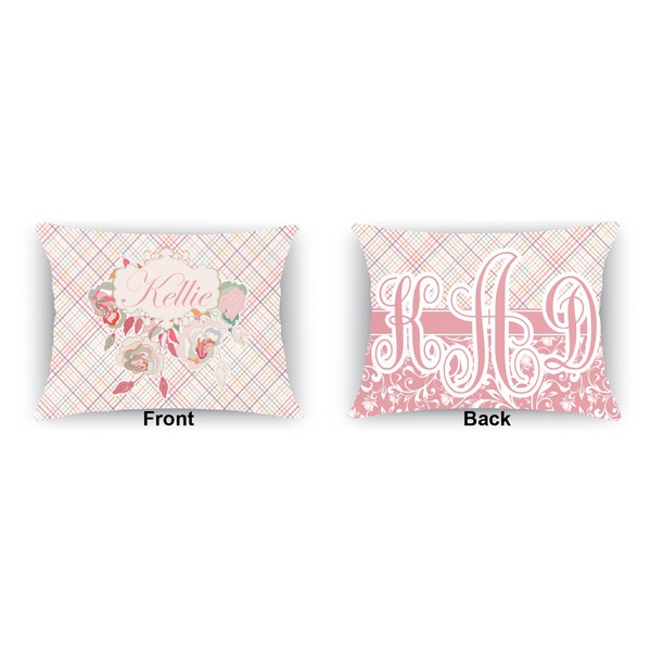 Modern Plaid & Floral  Outdoor Rectangular Throw Pillow (Front and Back)