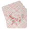 Modern Plaid & Floral Paper Coasters - Front/Main