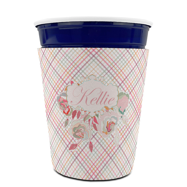 Modern Plaid & Floral Party Cup Sleeves - without bottom - FRONT (on cup)