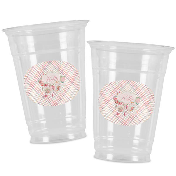 Modern Plaid & Floral Party Cups - 16oz - Alt View
