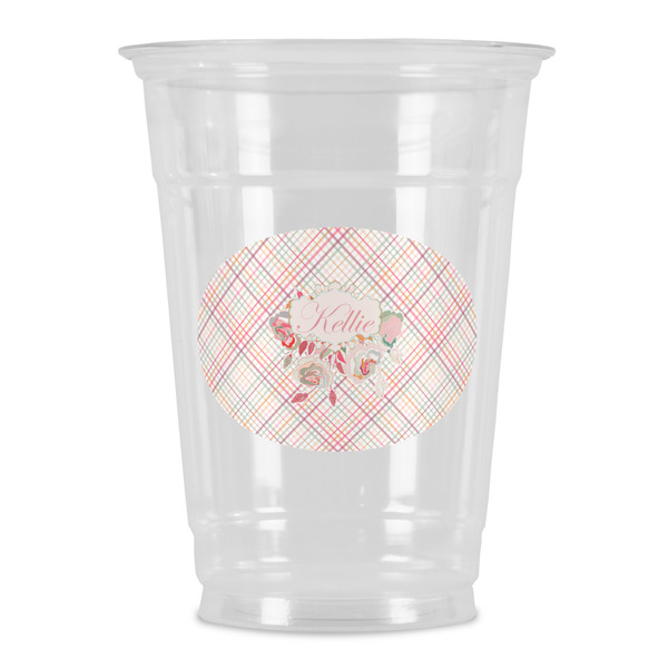 Custom Modern Plaid & Floral Party Cups - 16oz (Personalized)