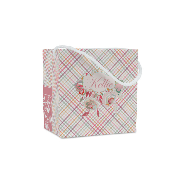 Custom Modern Plaid & Floral Party Favor Gift Bags - Gloss (Personalized)