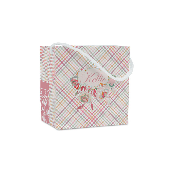 Custom Modern Plaid & Floral Party Favor Gift Bags - Matte (Personalized)