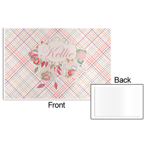 Modern Plaid & Floral Disposable Paper Placemat - Front & Back
