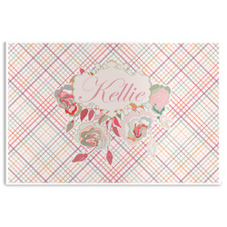Modern Plaid & Floral Disposable Paper Placemats (Personalized)