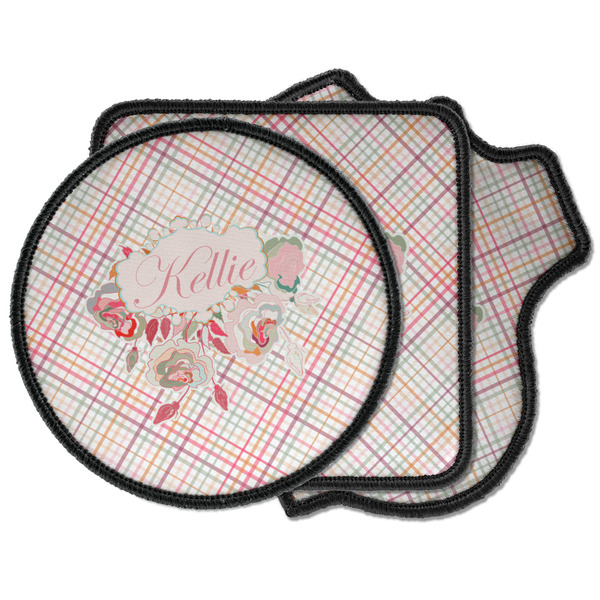 Custom Modern Plaid & Floral Iron on Patches (Personalized)