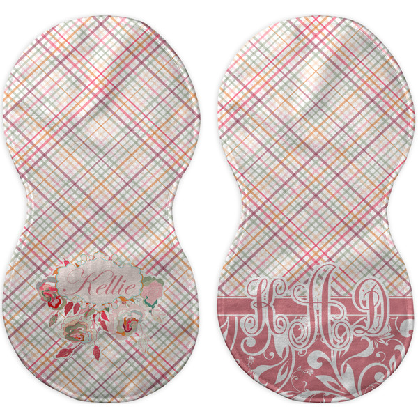 Modern Plaid & Floral Peanut Shaped Burps - Approval