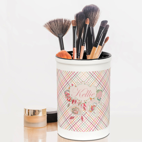 Modern Plaid & Floral Pencil Holder - LIFESTYLE makeup
