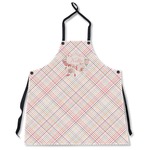 Modern Plaid & Floral Apron Without Pockets w/ Name or Text