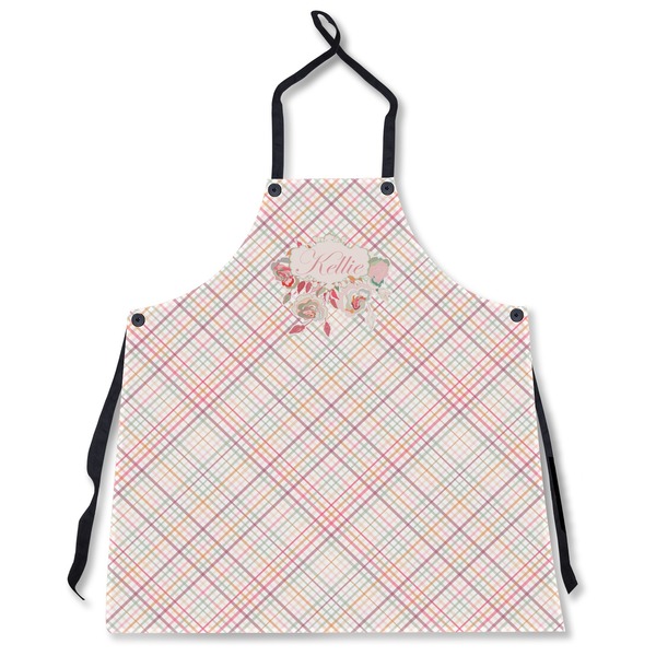 Modern Plaid & Floral Personalized Apron
