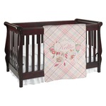 Modern Plaid & Floral Baby Blanket (Double Sided) (Personalized)