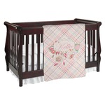Modern Plaid & Floral Baby Blanket (Single Sided) (Personalized)